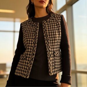 CAbi Houndstooth Sweater Jacket